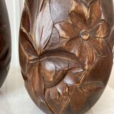 Paire de vases bois sculpté Art Déco