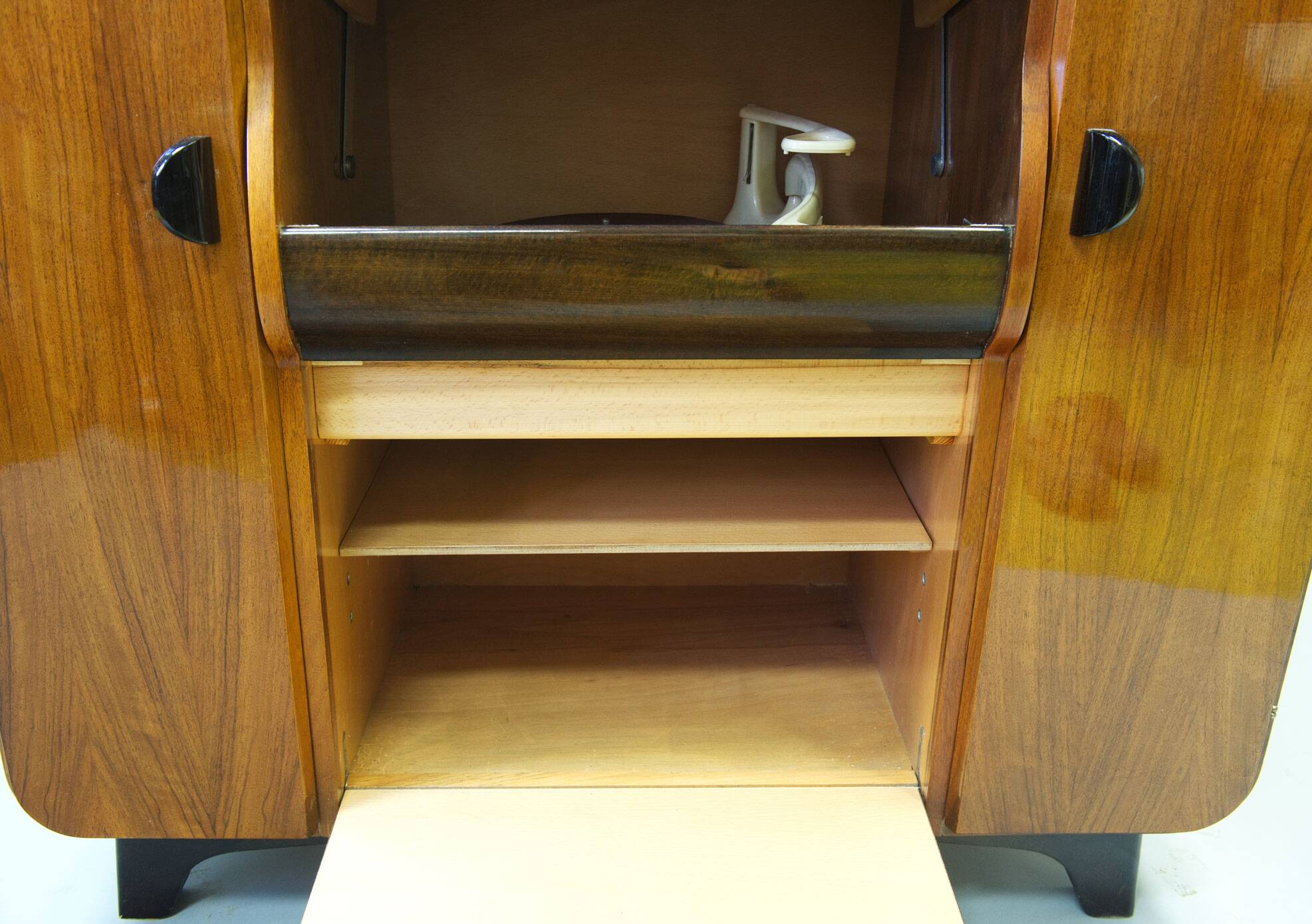 1950s Jindřich Halabala Record Cabinet – Walnut Mid-Century Design Icon