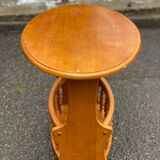 Round oval side table in carved solid wood from the 20th century.