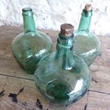 Set of 3 green demijohn