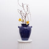 Blue terracotta pot vase 2 anses