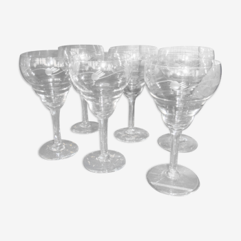 Serie de 6  verres style art deco - decor grave