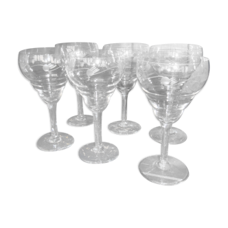 Serie de 6  verres style art deco - decor grave