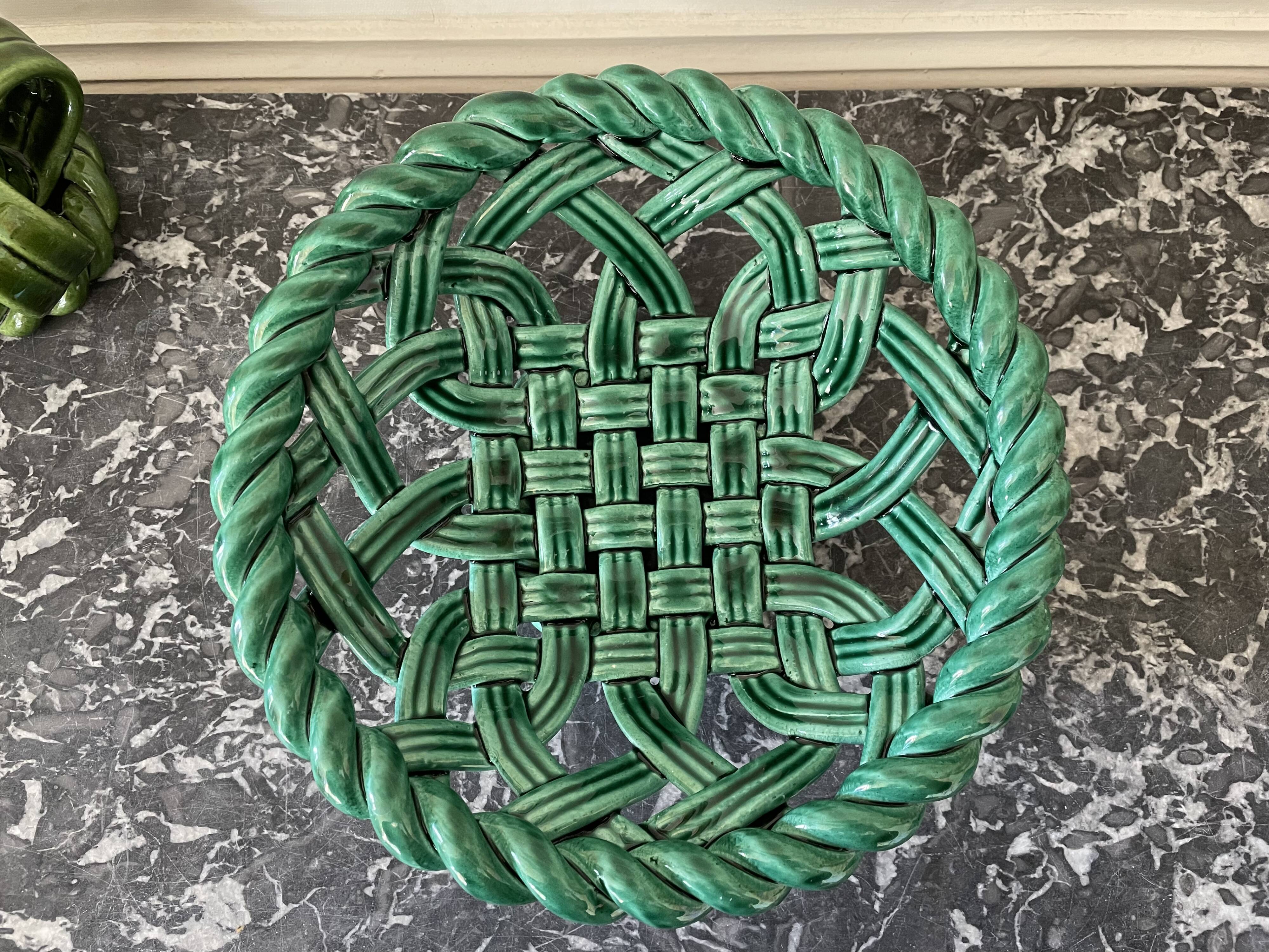 Braided earthenware basket