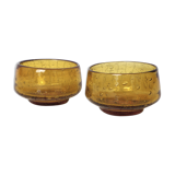 Two yellow bubble glass bowls