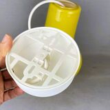 Lampe suspendue moderne du milieu du siècle en verre opalin jaune