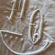 Drap ancien en lin monogrammé 3,40x2,20 m
