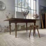 Walnut farmhouse table with swivel and extendable top
