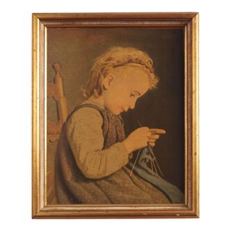Painting „The Portrait of the Girl”, Scandinavian design, XIXth century, by Albert Anker