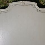 2 headboards striped fabric and wood painted putty color