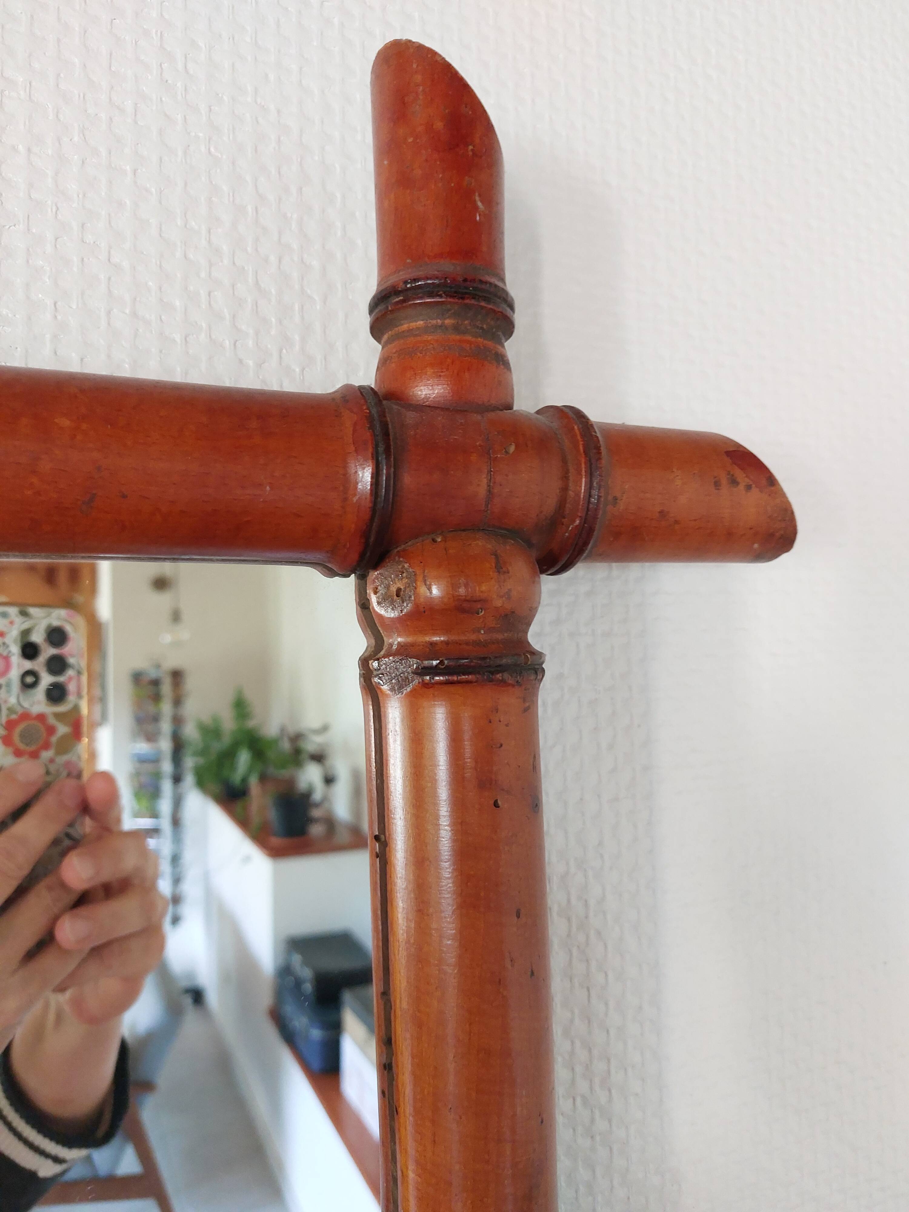Large vintage bamboo mirror