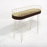 Scandinavian metal and mahogany planter, Sweden, 1950