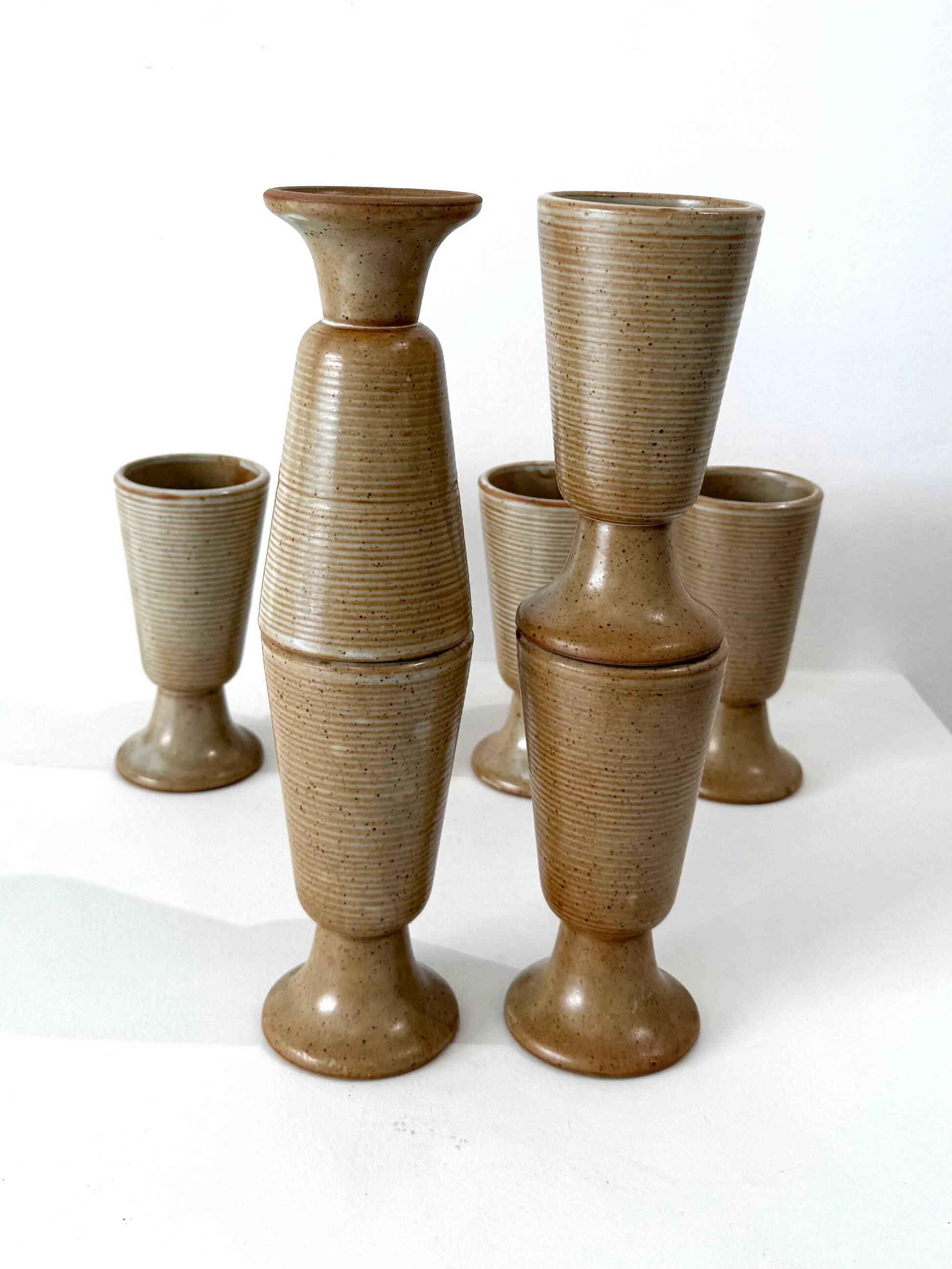 Set of eight mazagrans, stoneware, 1970s