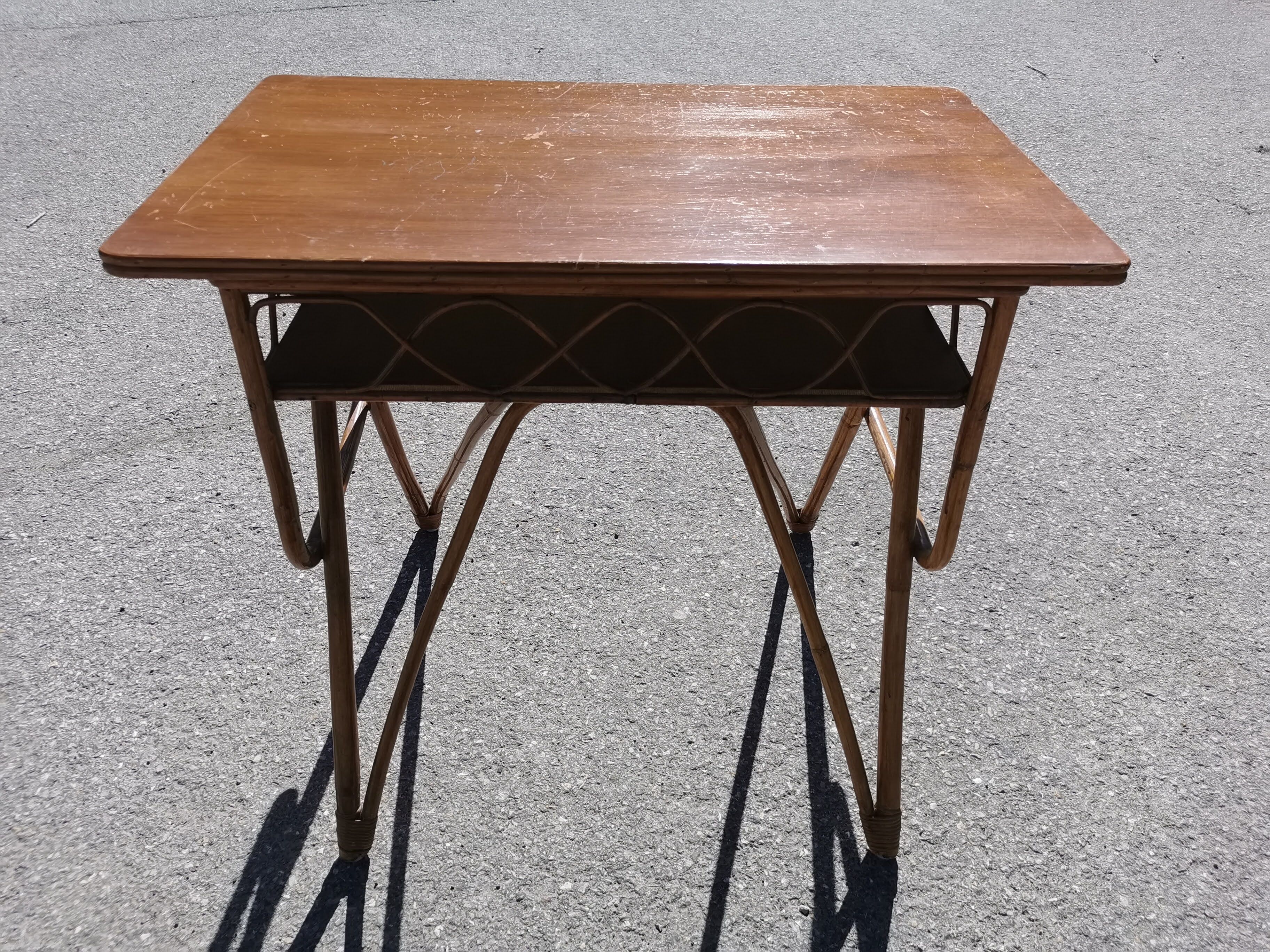 Rattan and vintage bamboo desk