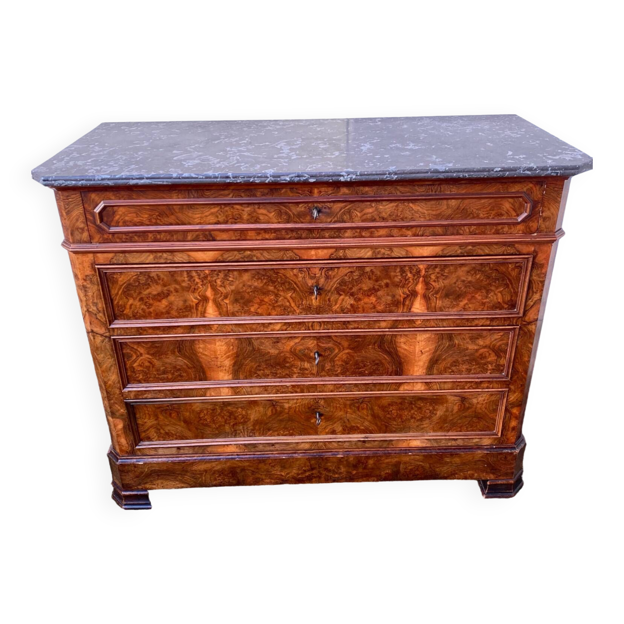 Louis Philippe chest of drawers in mahogany veneer