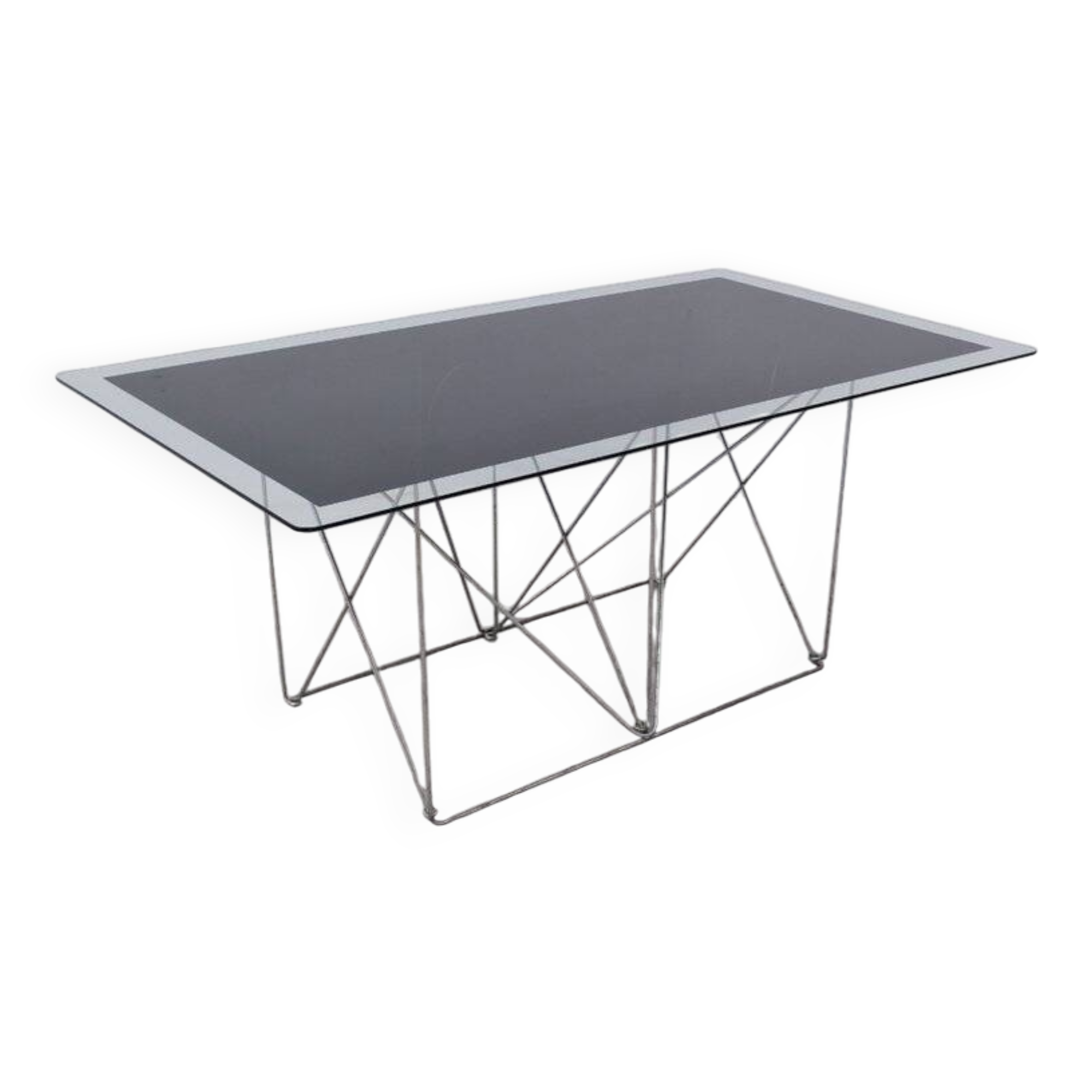 Max Sauze dining table in metal and enameled glass, 1960