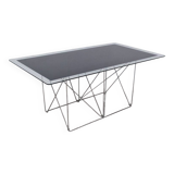 Max Sauze dining table in metal and enameled glass, 1960