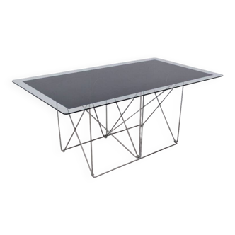 Table à manger de max sauze en métal et verre émaillé, 1960
