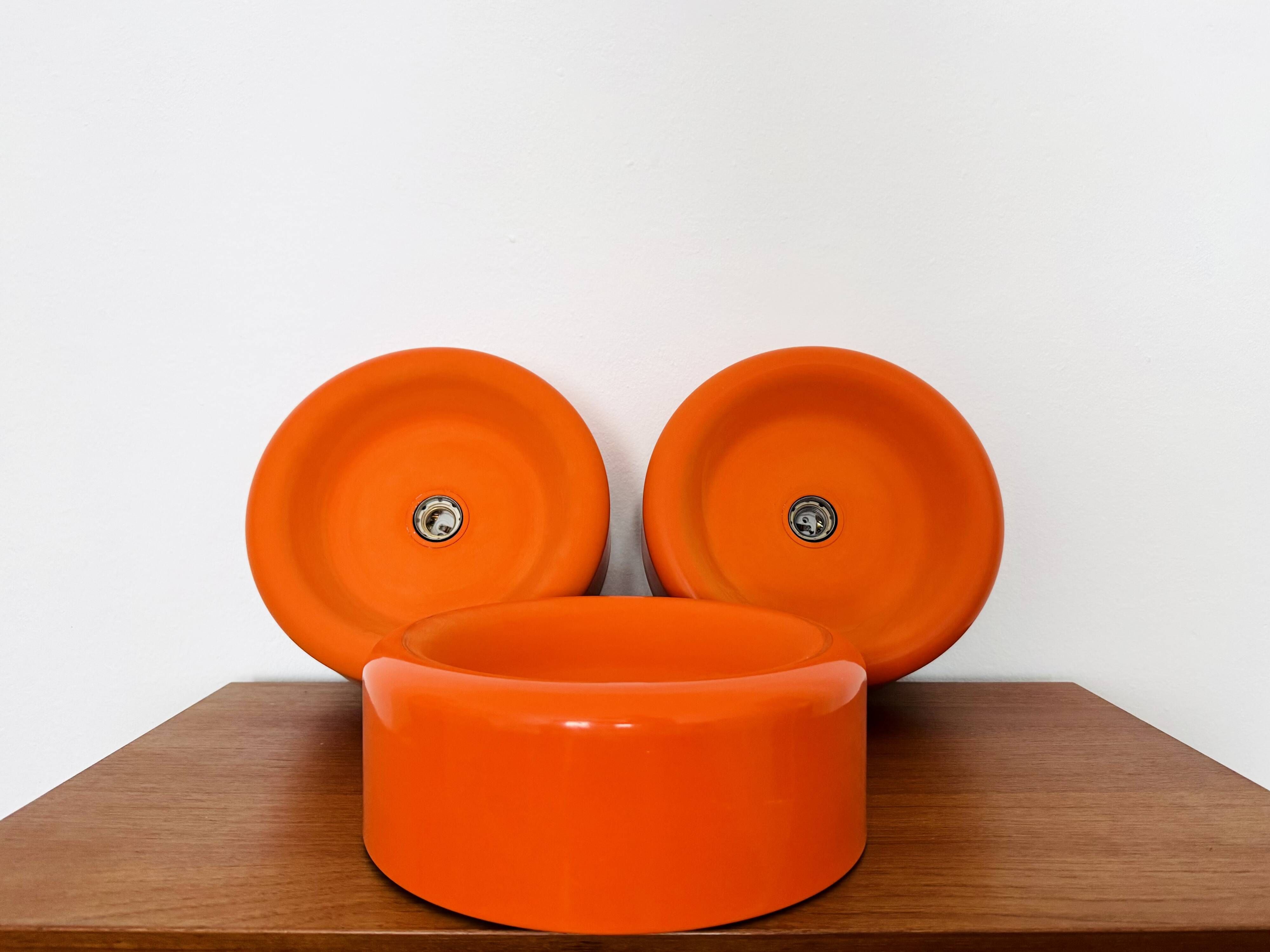 Set of 3 1970s XL Ufo Wall or Ceiling Lamps from Staff