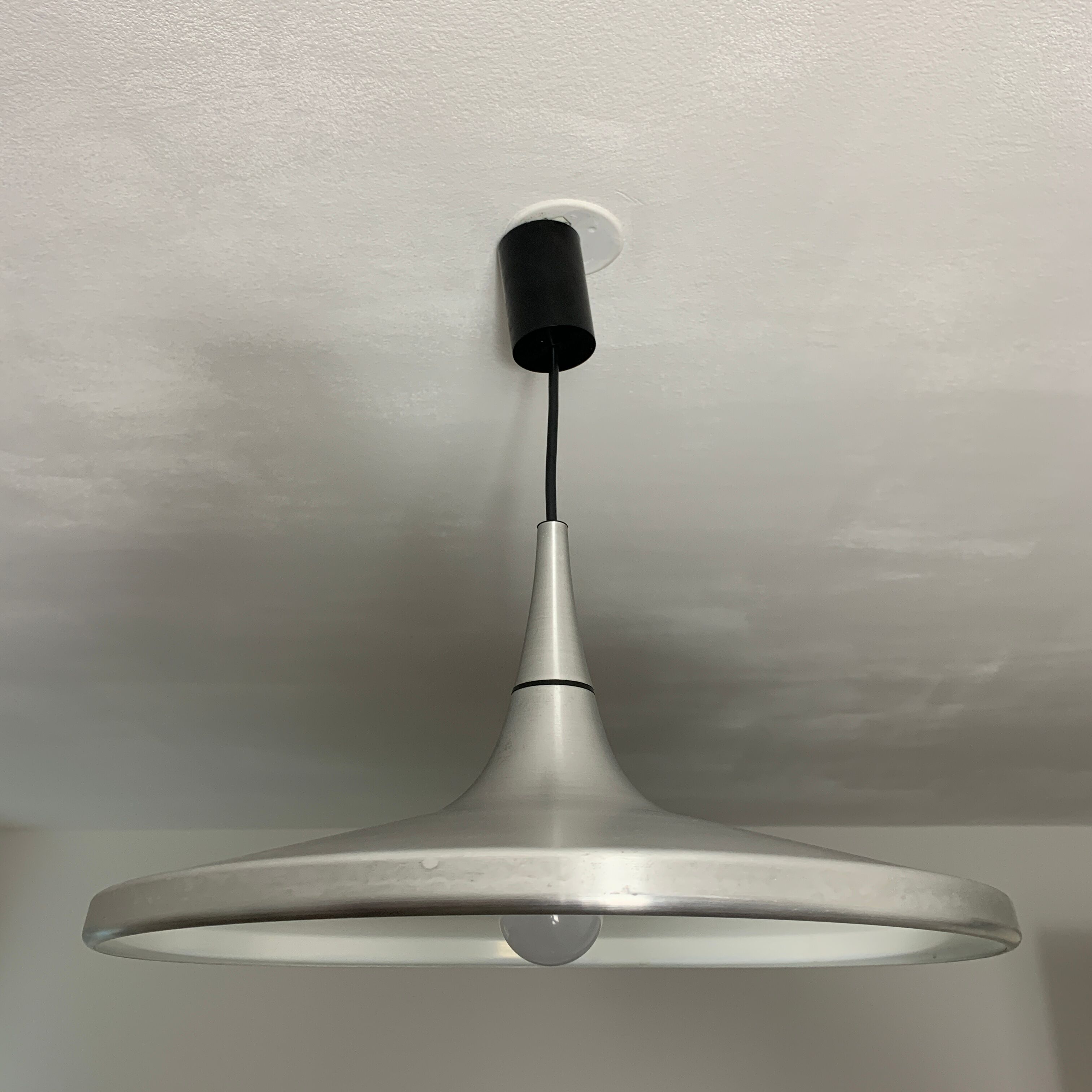 Erco vintage aluminum brushed scandinavian space age style suspension