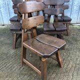 6 brutalist chairs in solid oak
