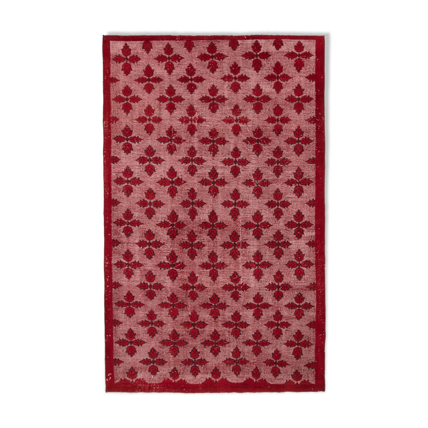 Handmade carved anatolian 1980s 180 cm x 280 cm red rug