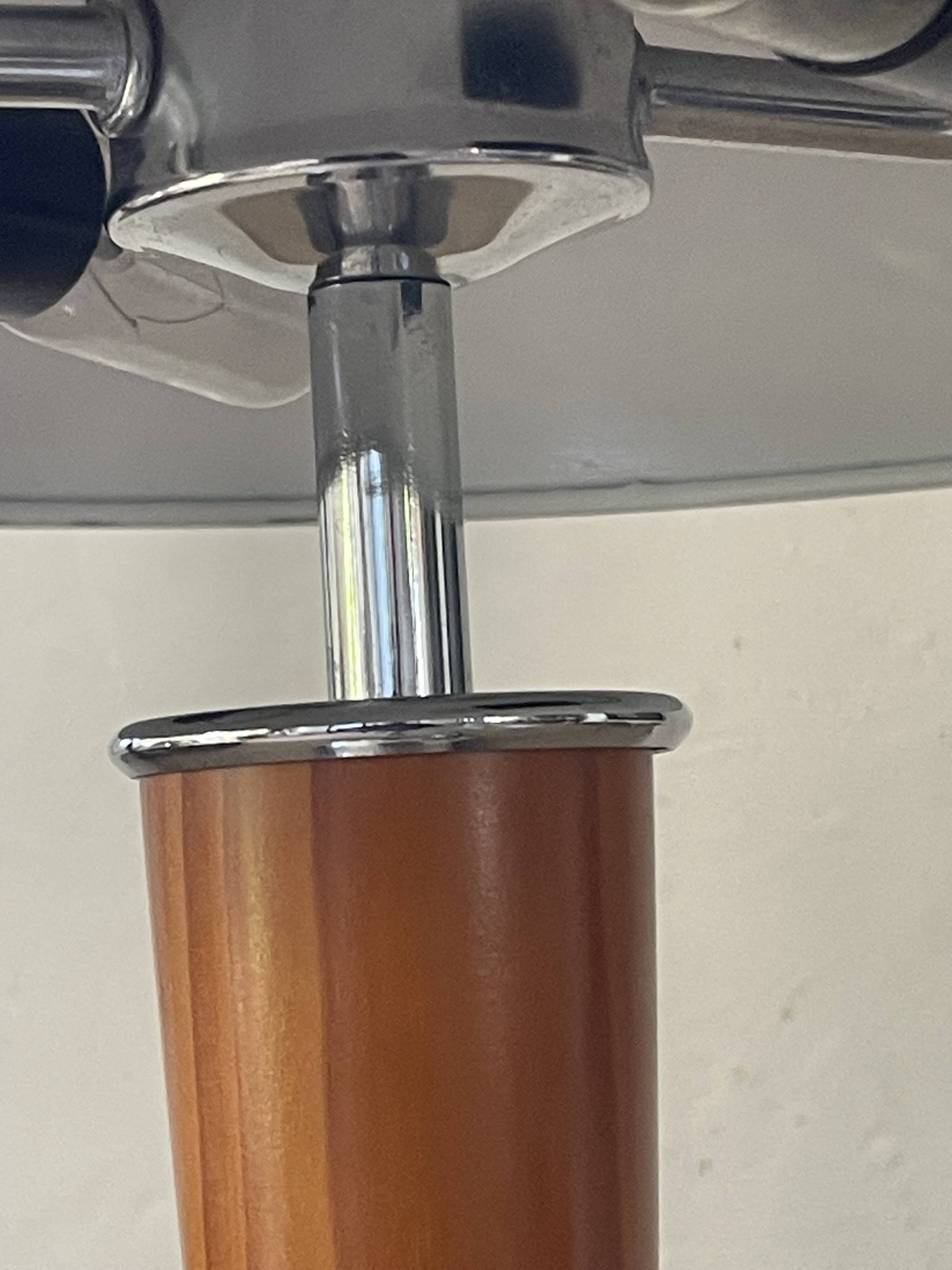 Vintage ship lamp in wood and chrome metal