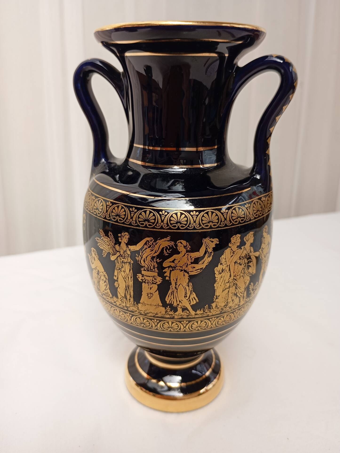 Vase miniature bleu cobalt et or 24 k