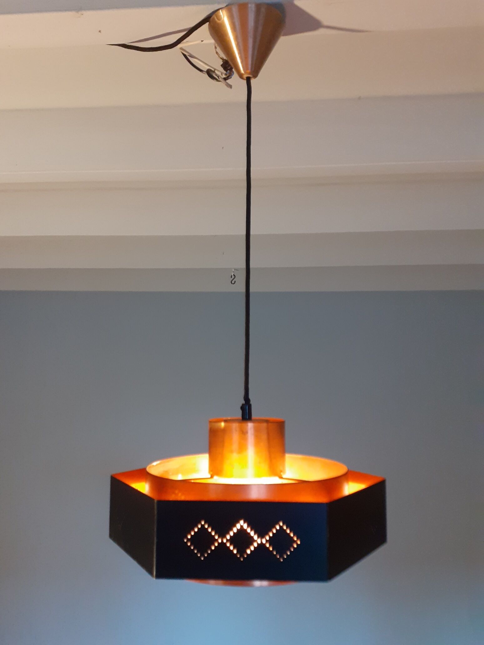 Copper suspension by T. Røste, Norwegian Vintage 1960s