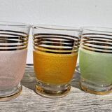 6 multicolored and gold glasses 1950