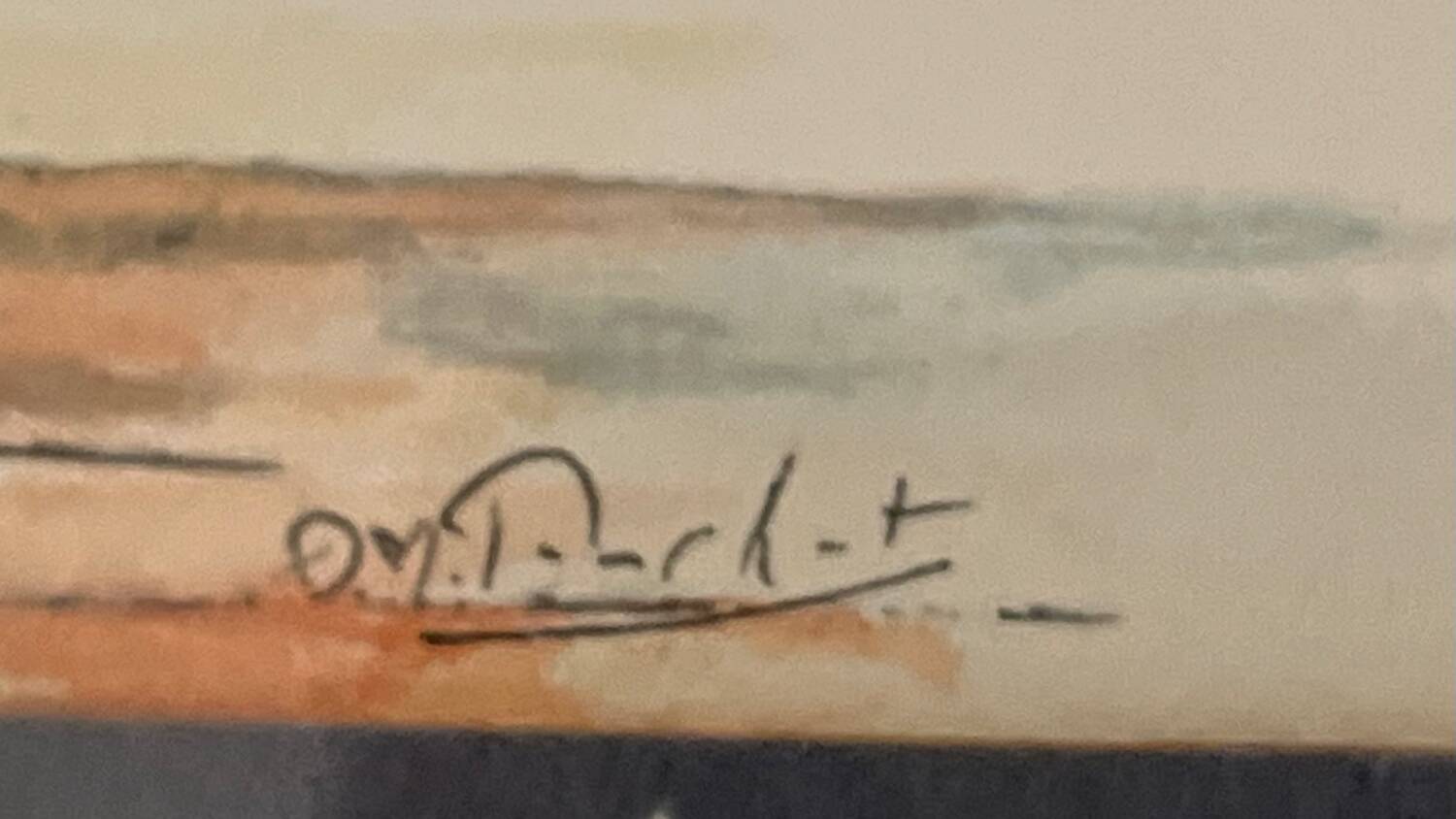 Painting: abstract watercolor - sunset facing the port