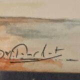 Painting: abstract watercolor - sunset facing the port