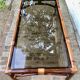 Table basse maugrion bambou, verre et cuir