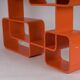 Bibliothèque bois orange space age 1970 années 70 pop