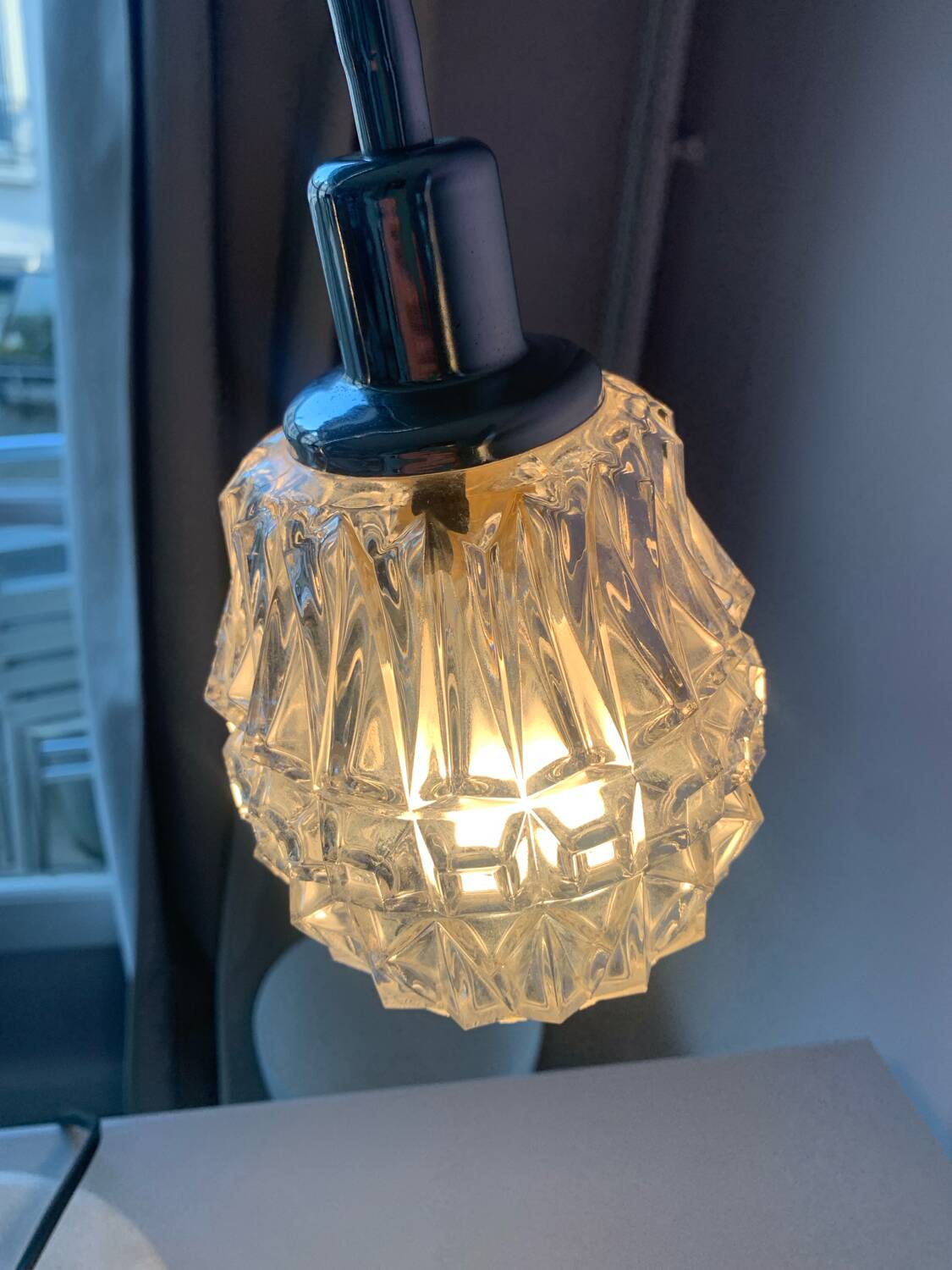 Vintage 70s chrome and marble lamp