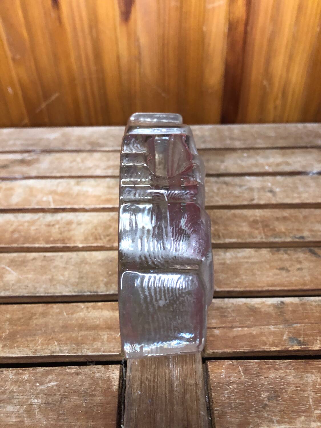 Old soliflore vase lotus shape molded glass pink vintage