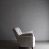 White faux shearling lounge chair | Sweden | 1940s