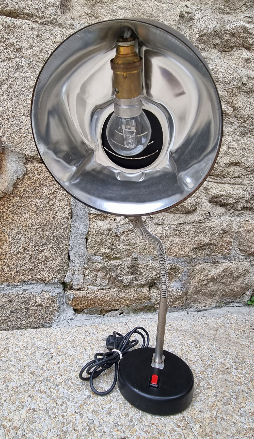 Bauhaus industrial desk lamp, metal, vintage, 50s