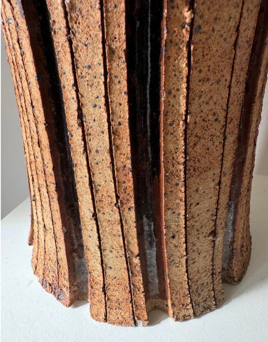 Large brutalist table lamp by Lene Regius, Denmark, 1970s