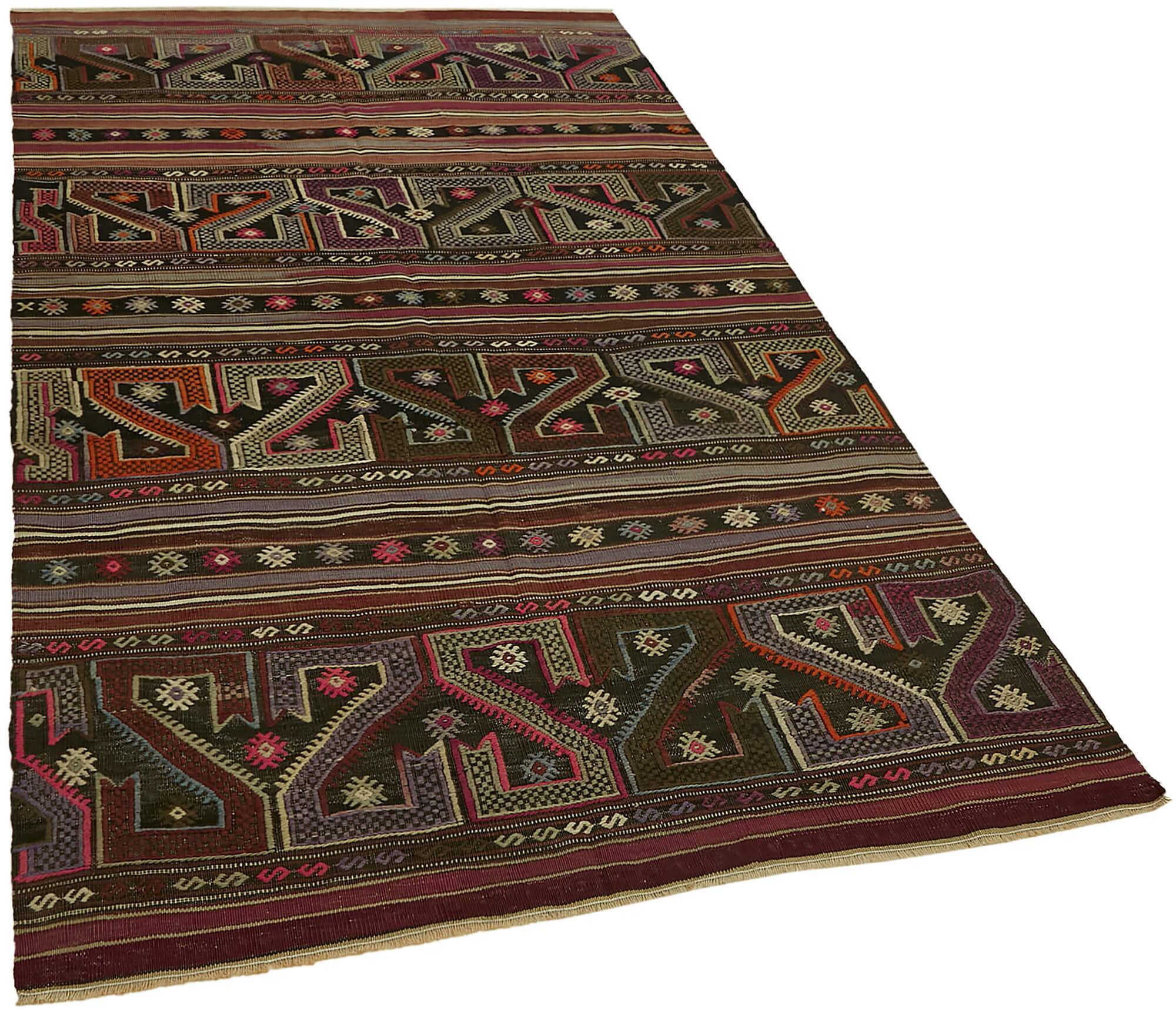 Turkish Handmade Vintage Anatolian Kilim 136 cm x 230 cm