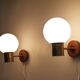 Pair of danish vintage teak and opaline wall lamps 1960
