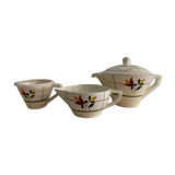 Teapot and creamers Gien, model Tamaris, 1950
