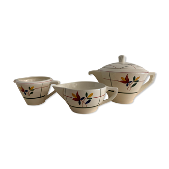 Teapot and creamers Gien, model Tamaris, 1950