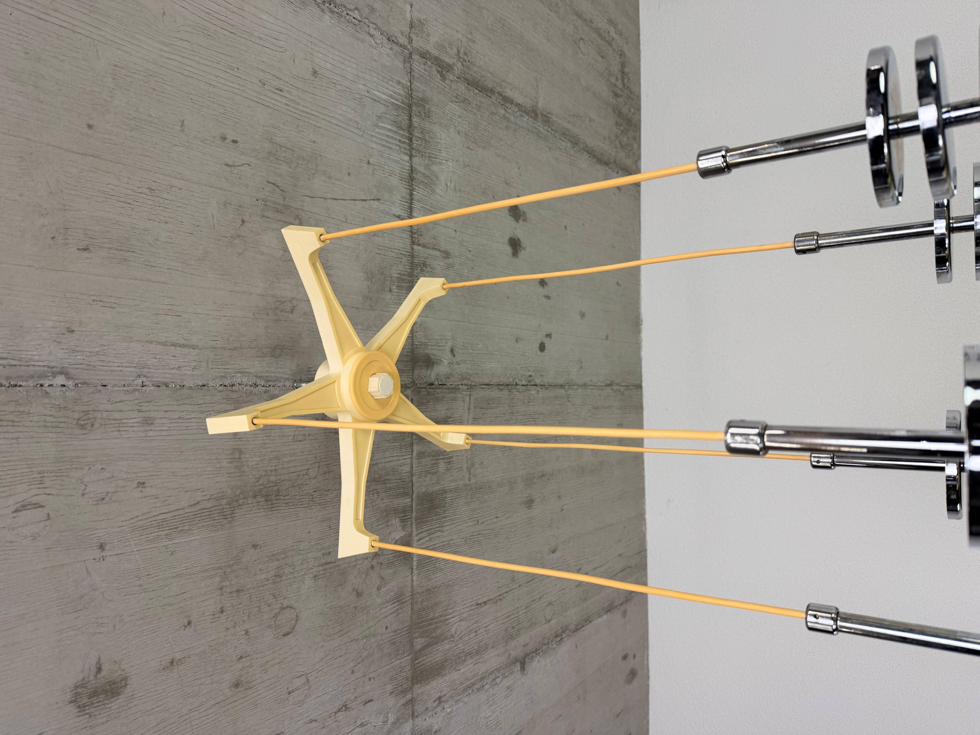 Suspension icon with 5 lamps, "Space Age" style from the 70s.