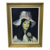 S.foulon - Oil on canvas framed, Woman in hat