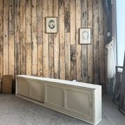 Vintage patinated work cabinet with sliding doors (renovated)