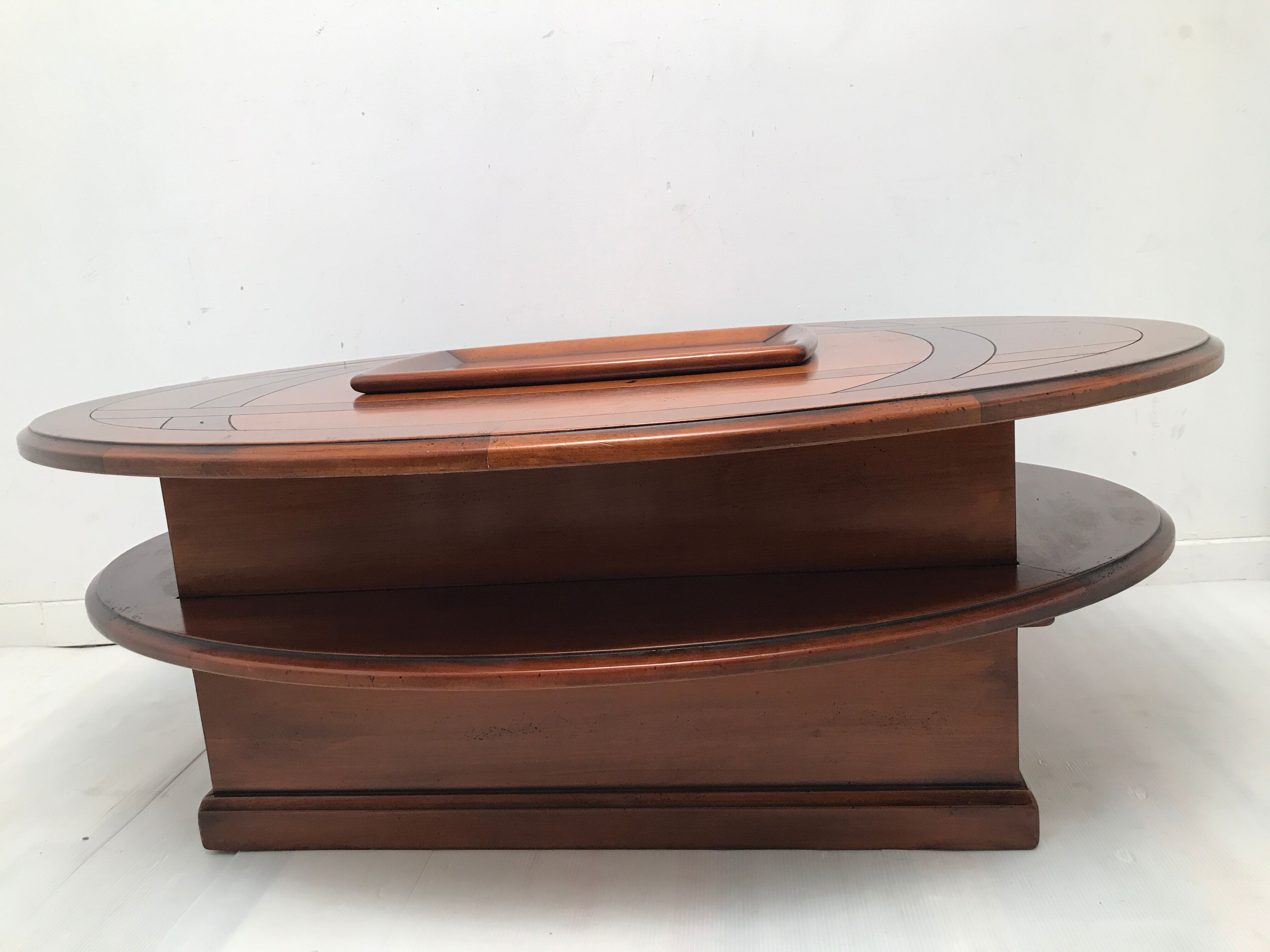 Coffee table bar trunk oval vintage cherry 70s-80s
