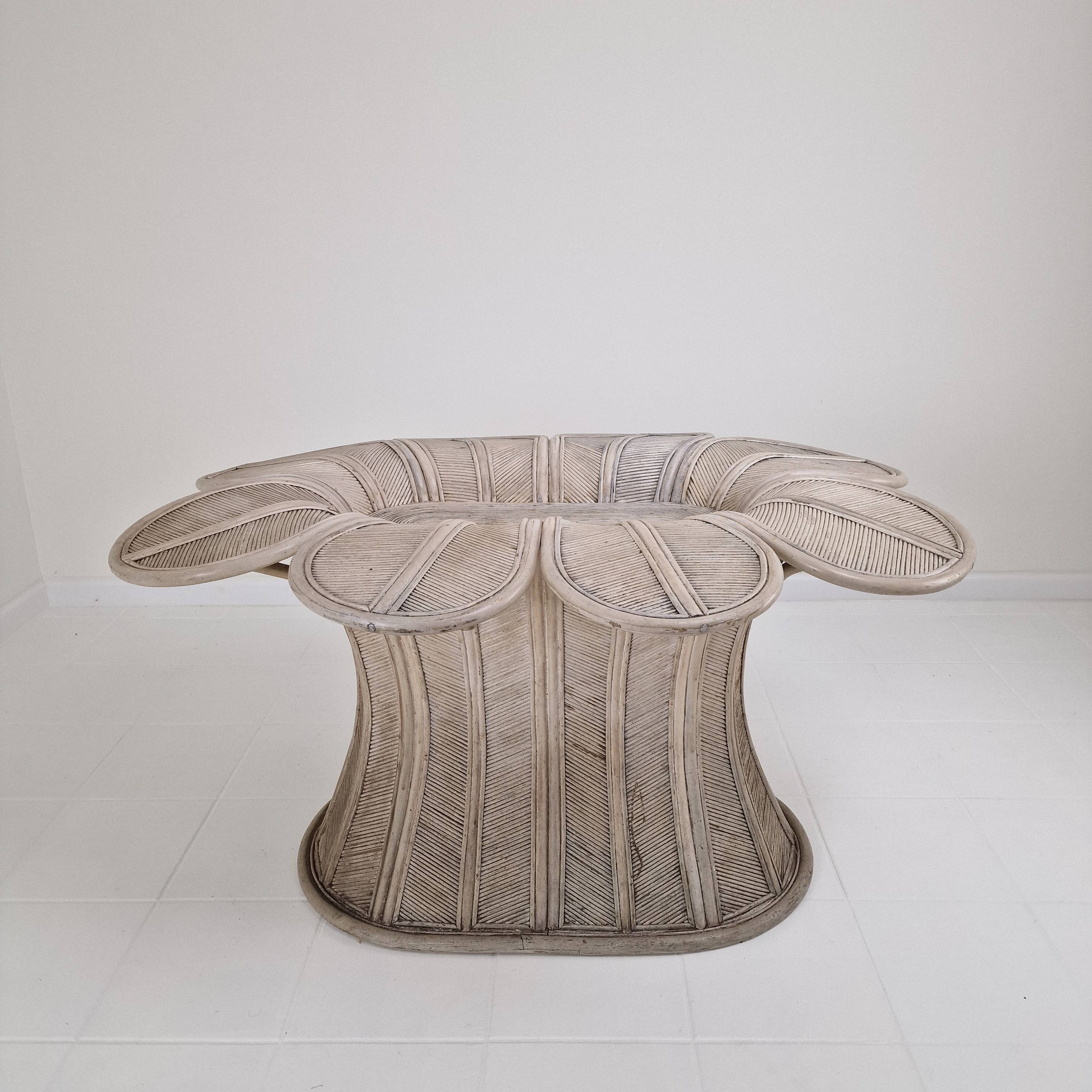 Vintage Oval Bamboo and Rattan Dining Table Base, France 1980's