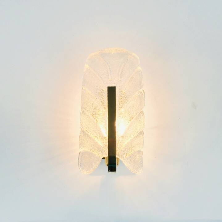 Scandinavian Glass & Brass Leaf Wall Lamp - C.Fagerlund for Orrefors, 1960s