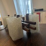 Scandinavian teak and resin pendant light 1960